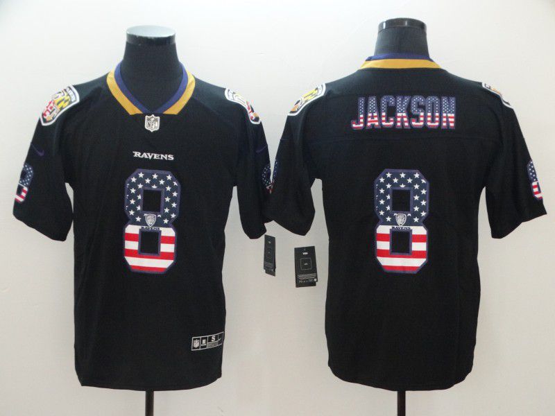 Men Baltimore Ravens #8 Jackson Nike USA Flag Fashion Black Color Rush Limited NFL Jerseys->baltimore ravens->NFL Jersey